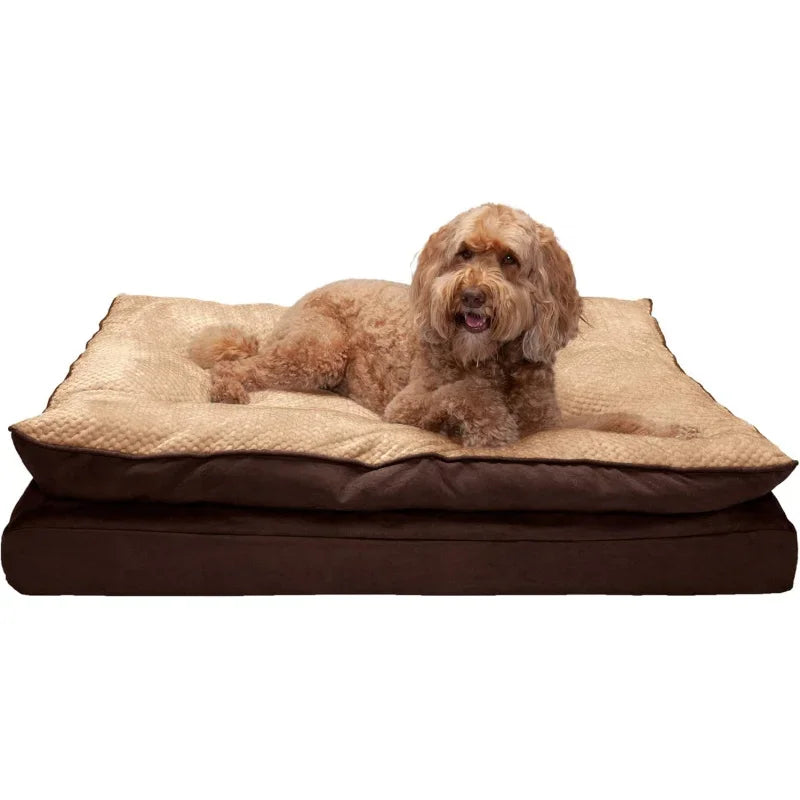 Orthopedic Dog Bed for Large Dogs w/ Pillow Cushion Top & Removable Washable Cover