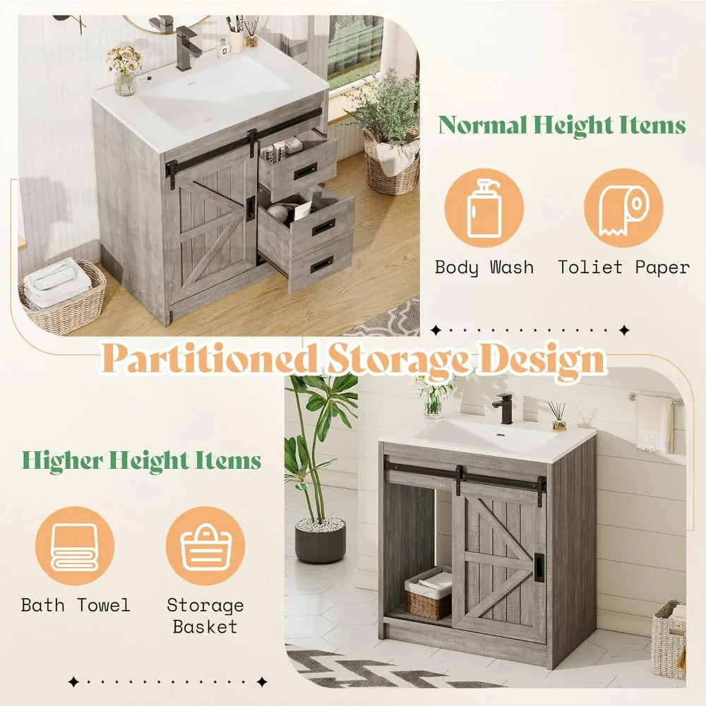 Farmhouse Bathroom Vanity with Sink Combo