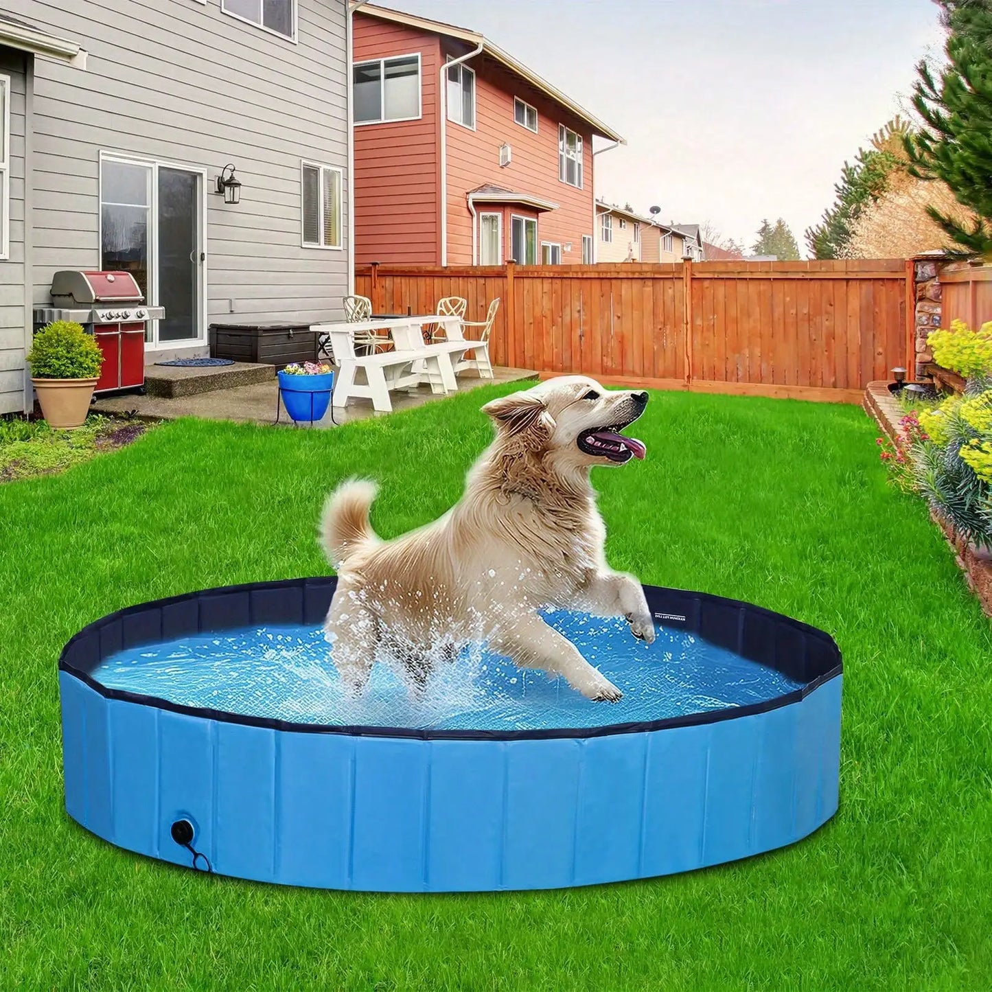 Foldable Dog Pool PVC Pet Swimming Pool Bath Tub Puppy Cat Shower Outdoor Indoor