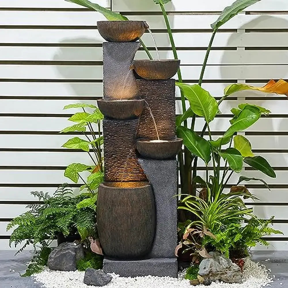 Modern Outdoor Water Fountain 5-Tier Cascading Garden Decor