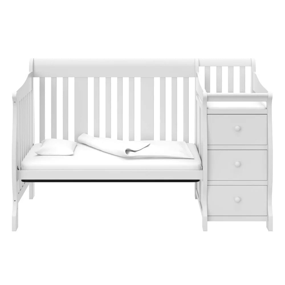 5-in-1 Convertible Crib and – Changing-Table Combo with Drawer, Converts to Toddler Bed